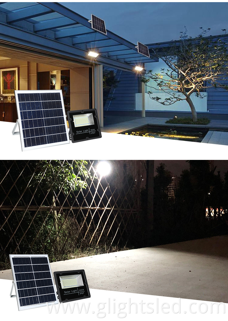 Super bright aluminum remote control waterproof outdoor ip67 30 40 60 100 200 w led solar flood lamp